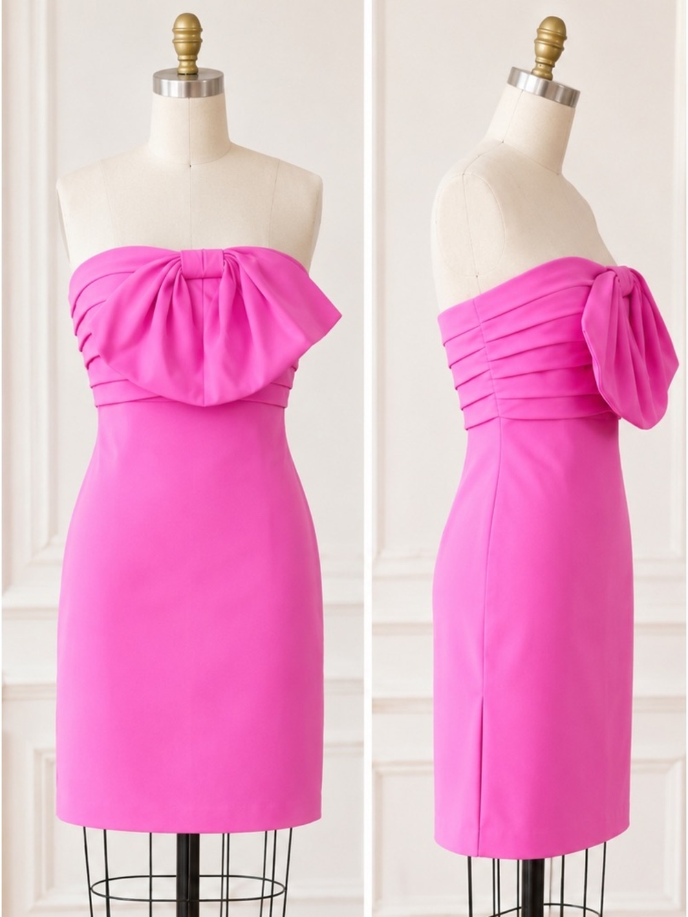 NWT Kate Spade Claudia Bow Dress Magenta Strapless Size 2 - Picture 3 of 10
